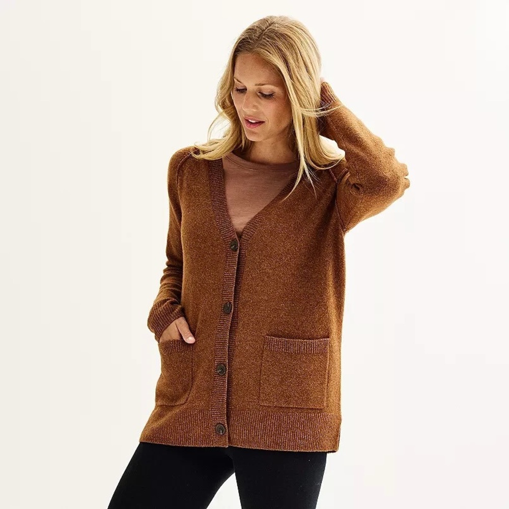 Sonoma Women’s Brown Cozy Button-Up Cardigan